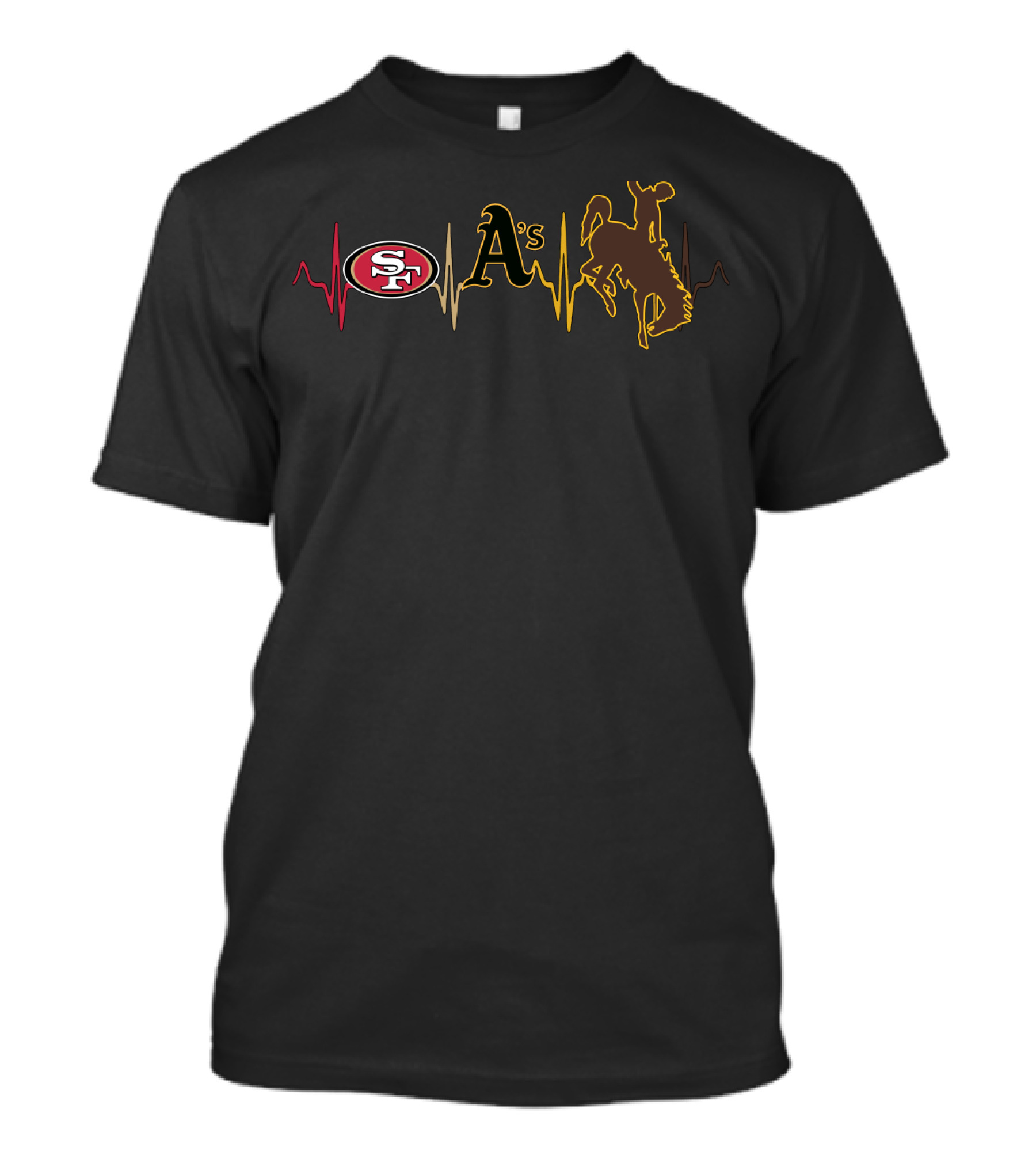 Love 49ers A's Cowboys Heartbeat T-Shirt