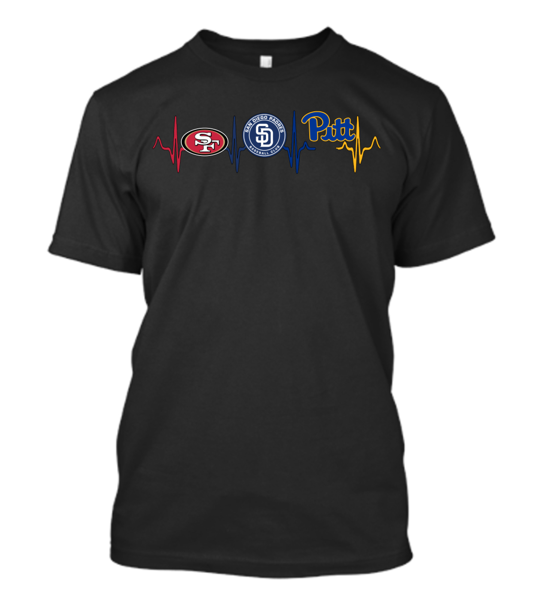 San Francisco 49ers San Diego Padres Pitt Heartbeat Icons T-Shirt