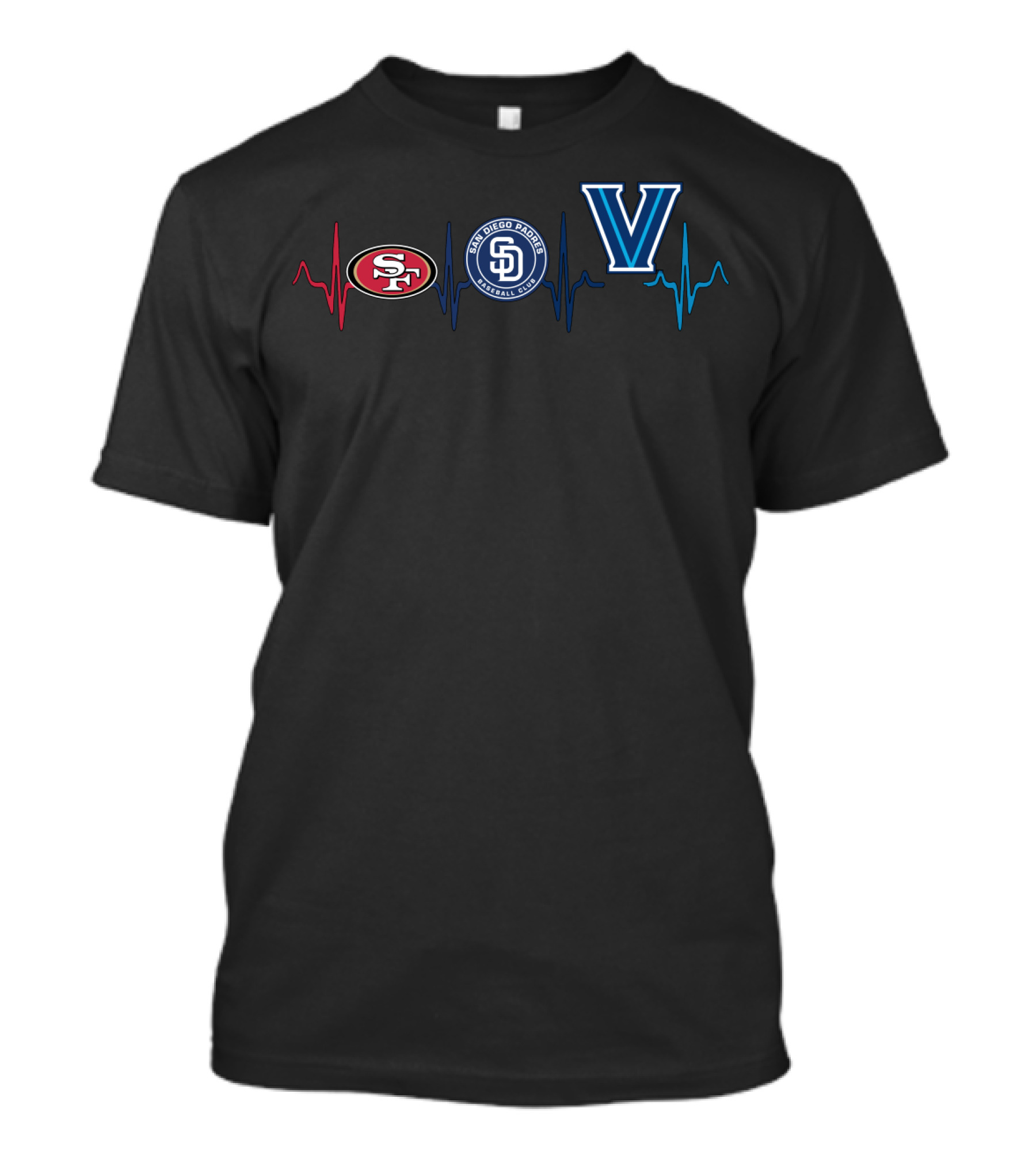 49ers Padres Villanova Heartbeat T-Shirt