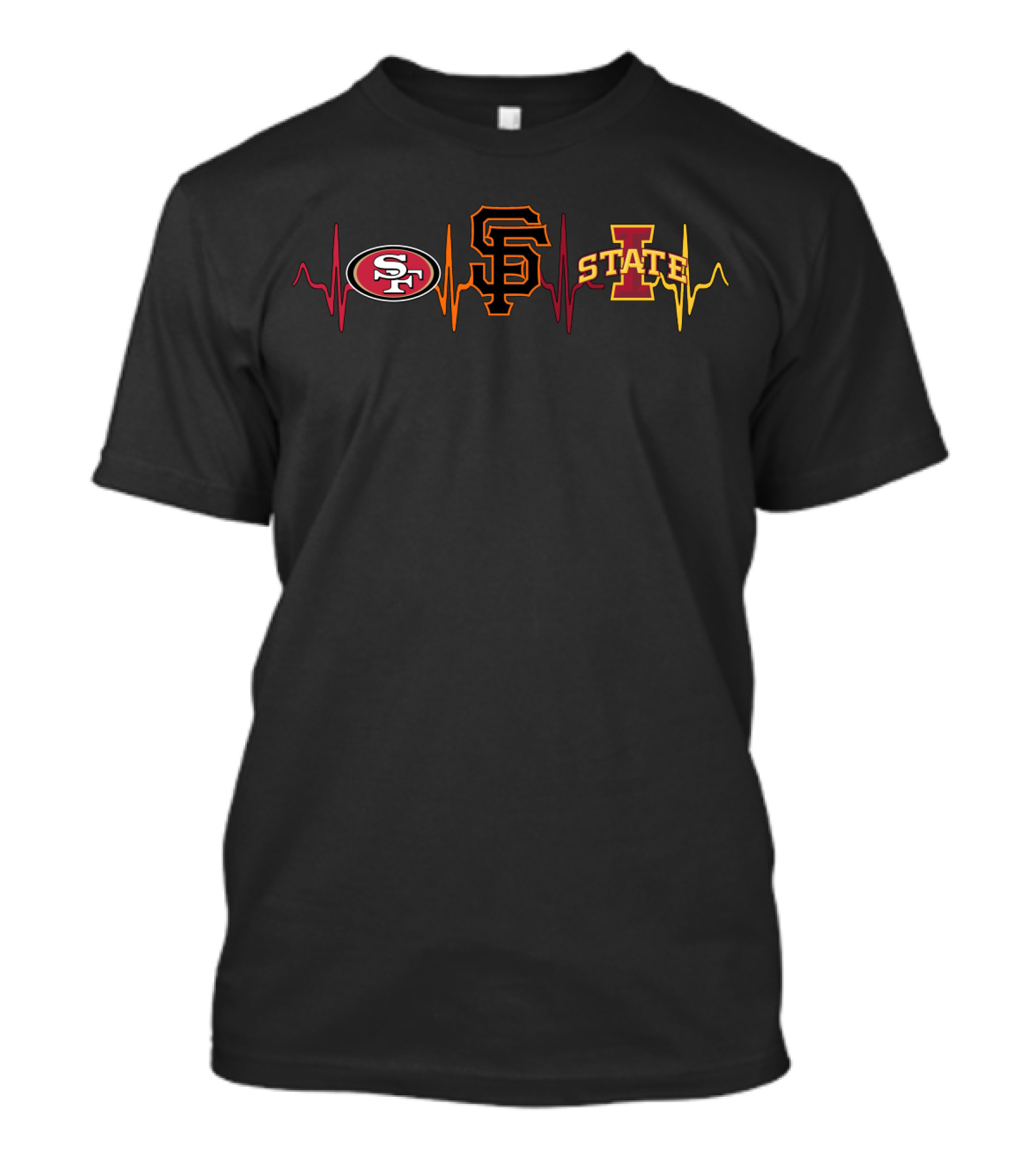 49ers Giants Iowa State Heartbeat Isc T-Shirt