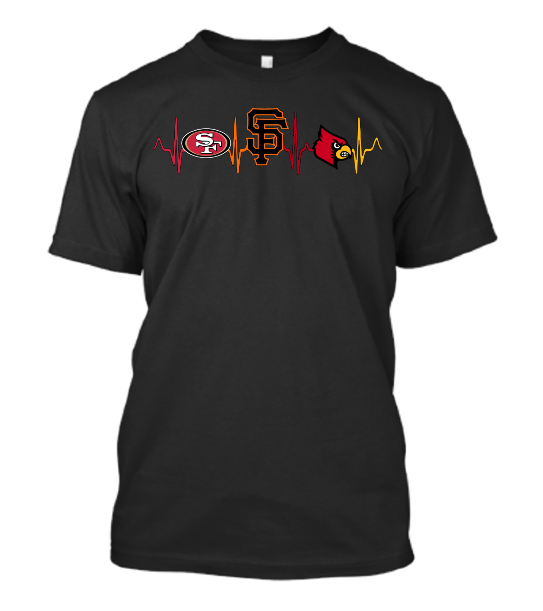 49ers Giants Cardinals Heartbeat Love T-Shirt