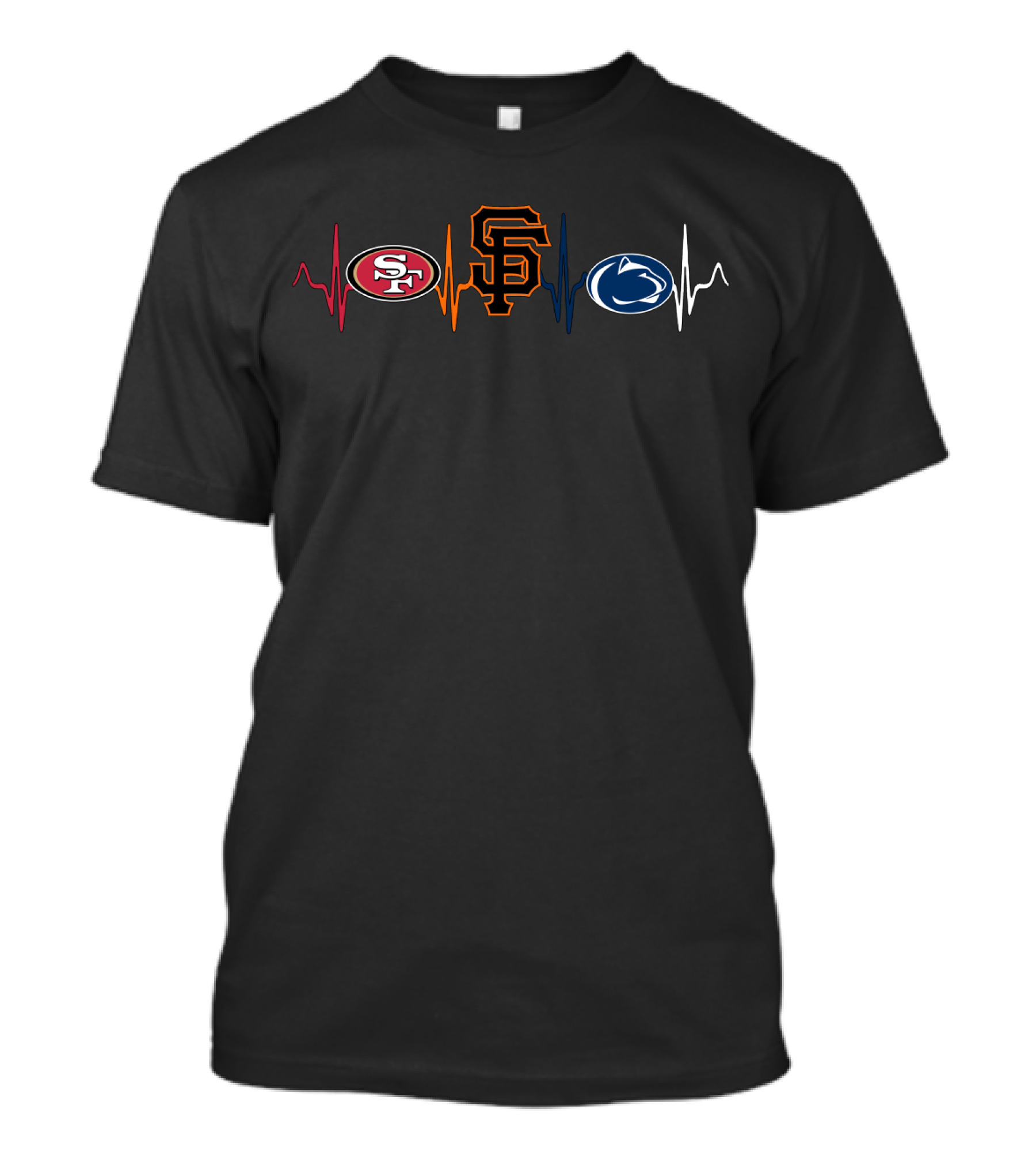 49ers Giants Penn State Nittany Lions Heartbeat T-Shirt