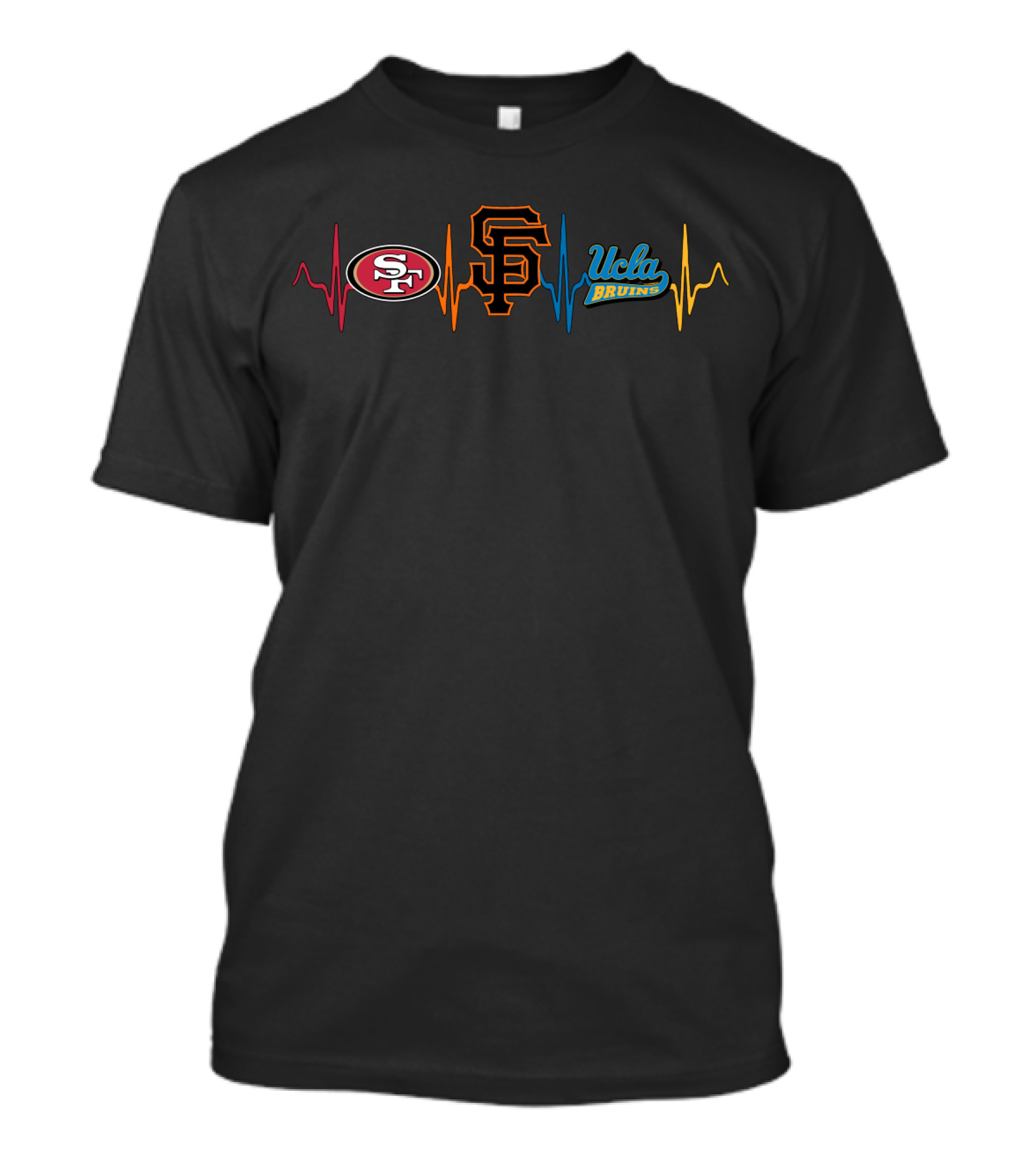 Love 49ers Giants Ucla Bruins Heartbeat T-Shirt