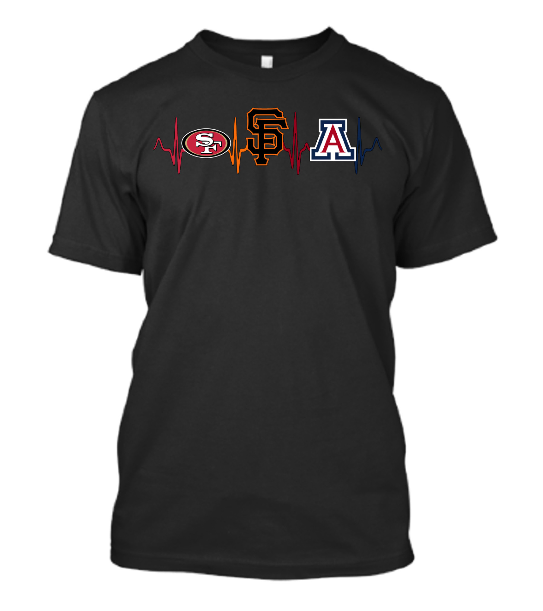 49ers Giants Arizona Wildcats Heartbeat T-Shirt