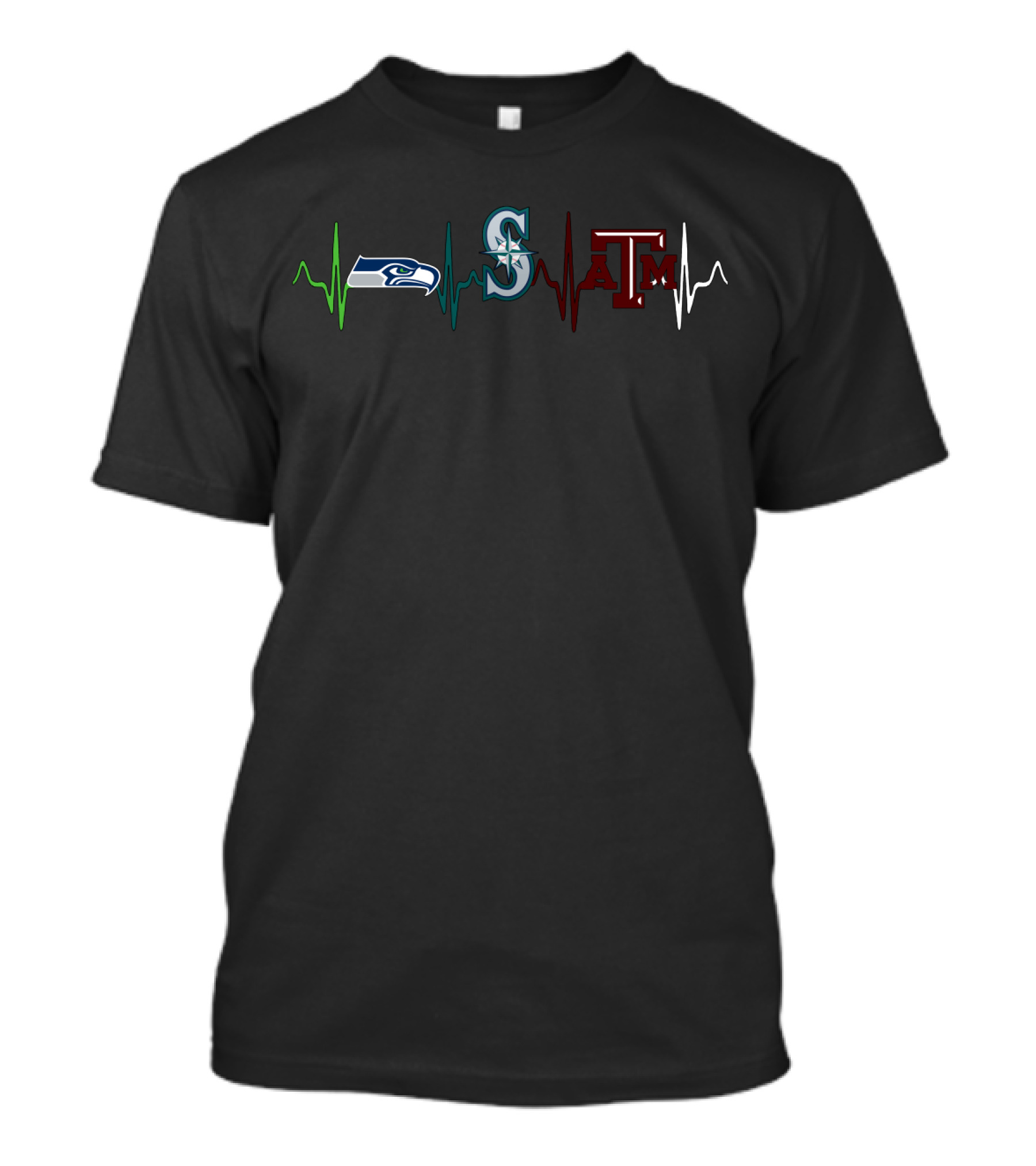 Seahawks Mariners Texas A&M Heartbeat T-Shirt
