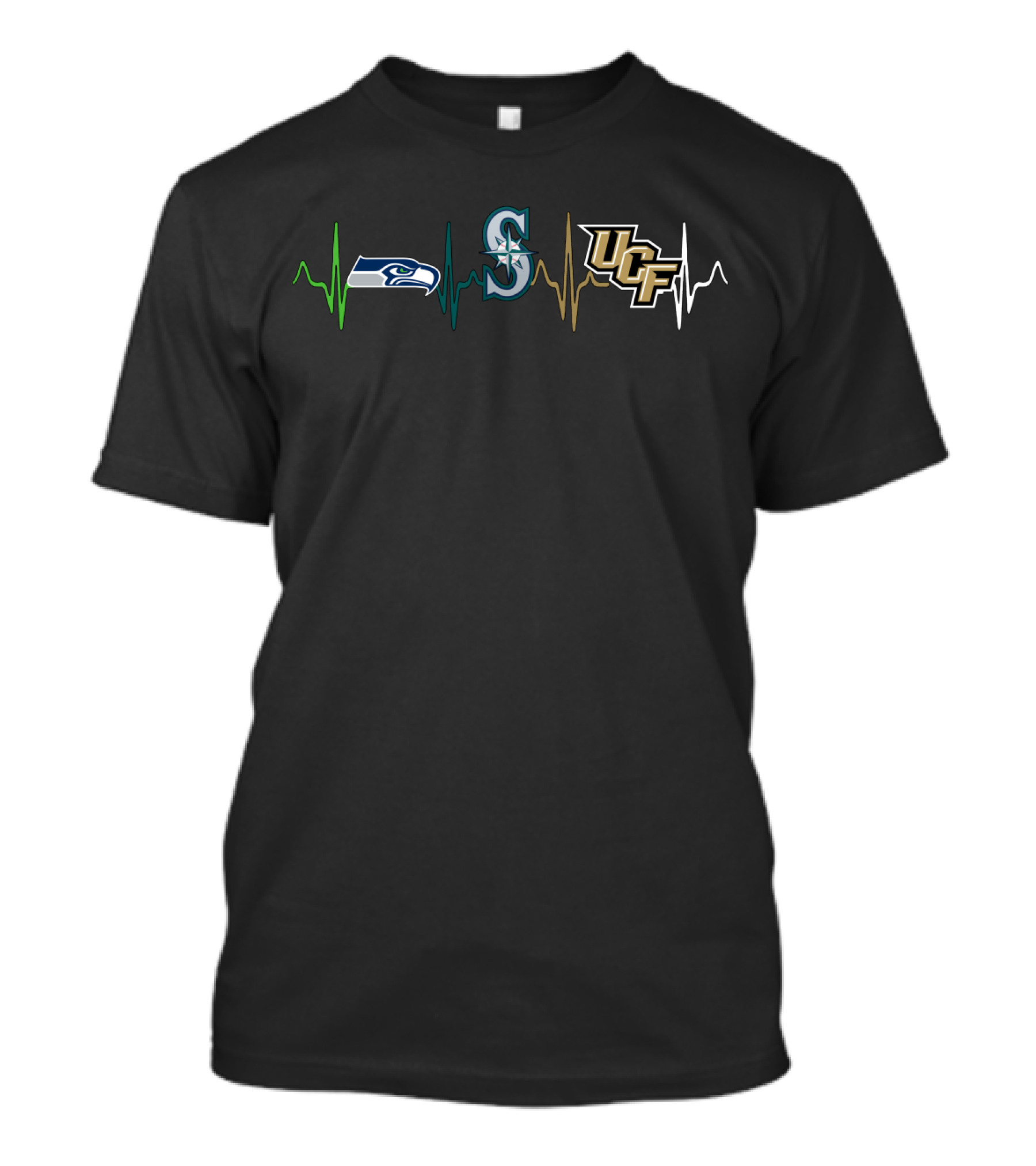 Seahawks Mariners Ucf Heartbeat Fan Love T-Shirt