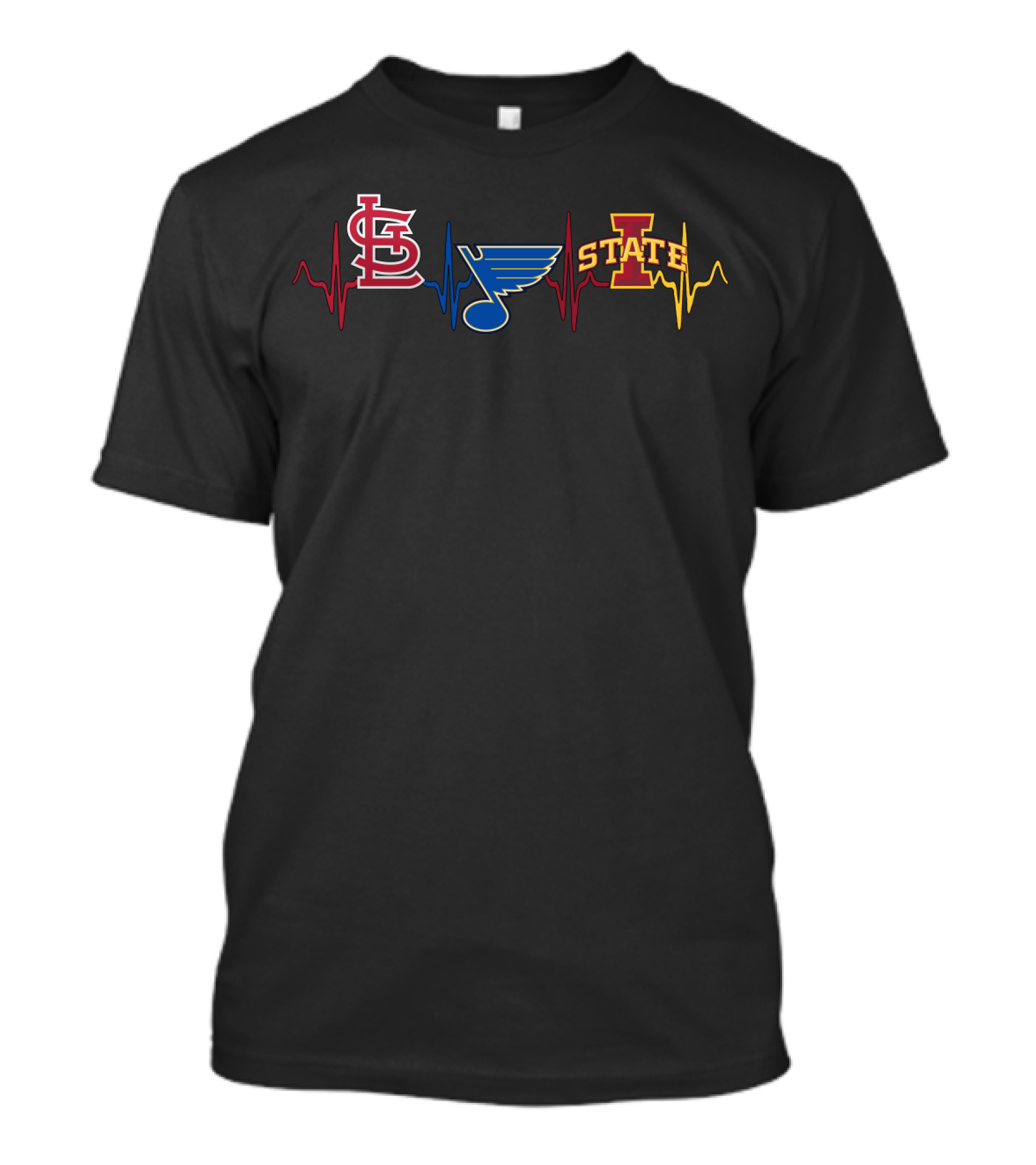 St. Louis Cardinals Blues Iowa State Heartbeat T-Shirt