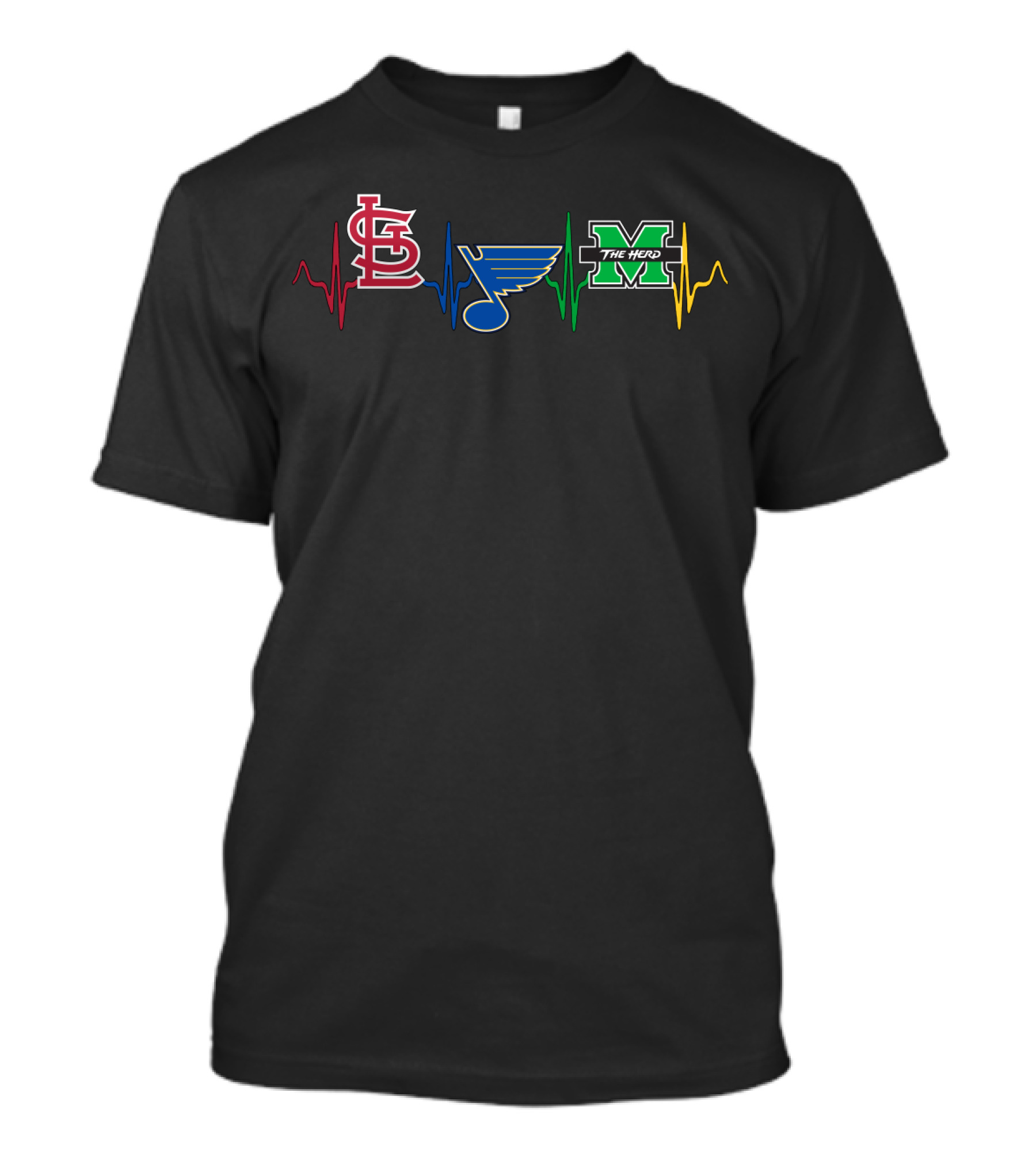 Stl Cardinals Blues Mth The Herd Heartbeat T-Shirt