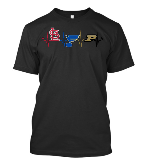 Love Heartbeat St. Louis Cardinals Blues Purdue Boilermakers T-Shirt