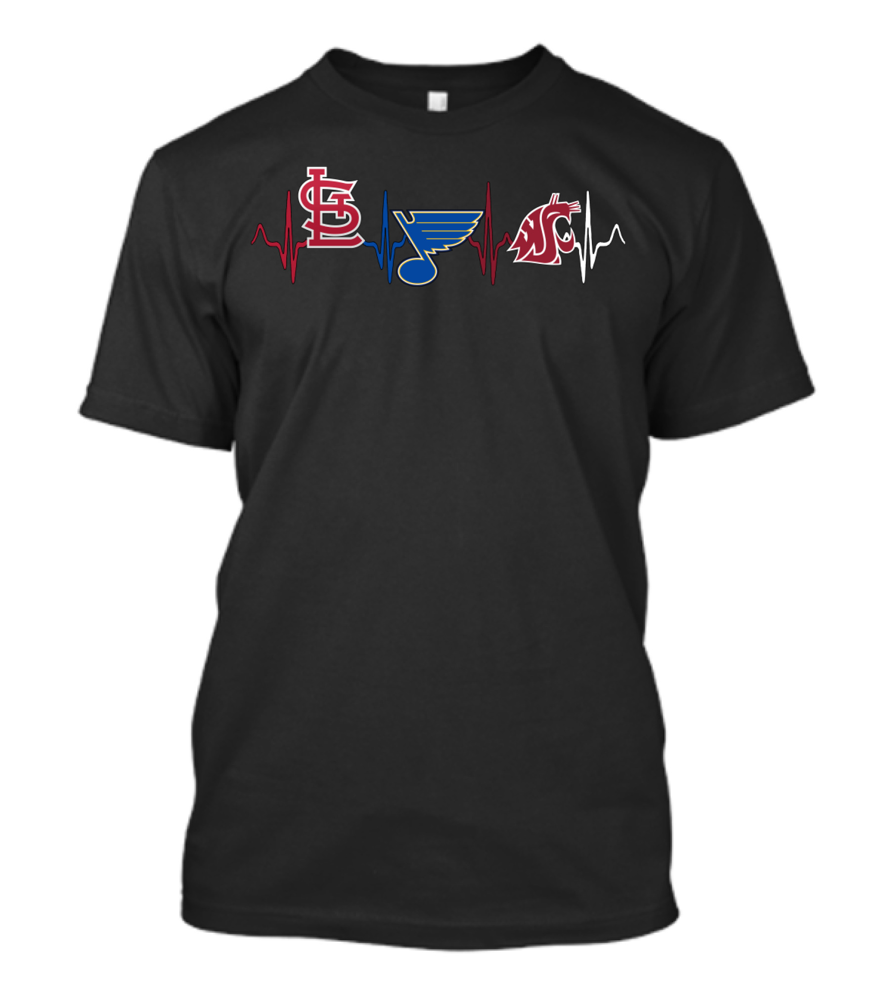 Stcardinals Blues Wsc Heartbeat Logo Combination T-Shirt