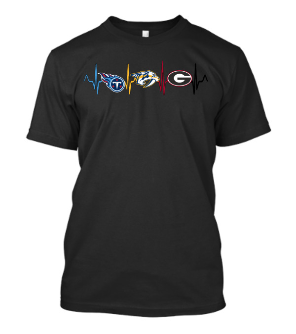 Tennessee Titans Nashville Predators Georgia Bulldogs Heartbeat T-Shirt