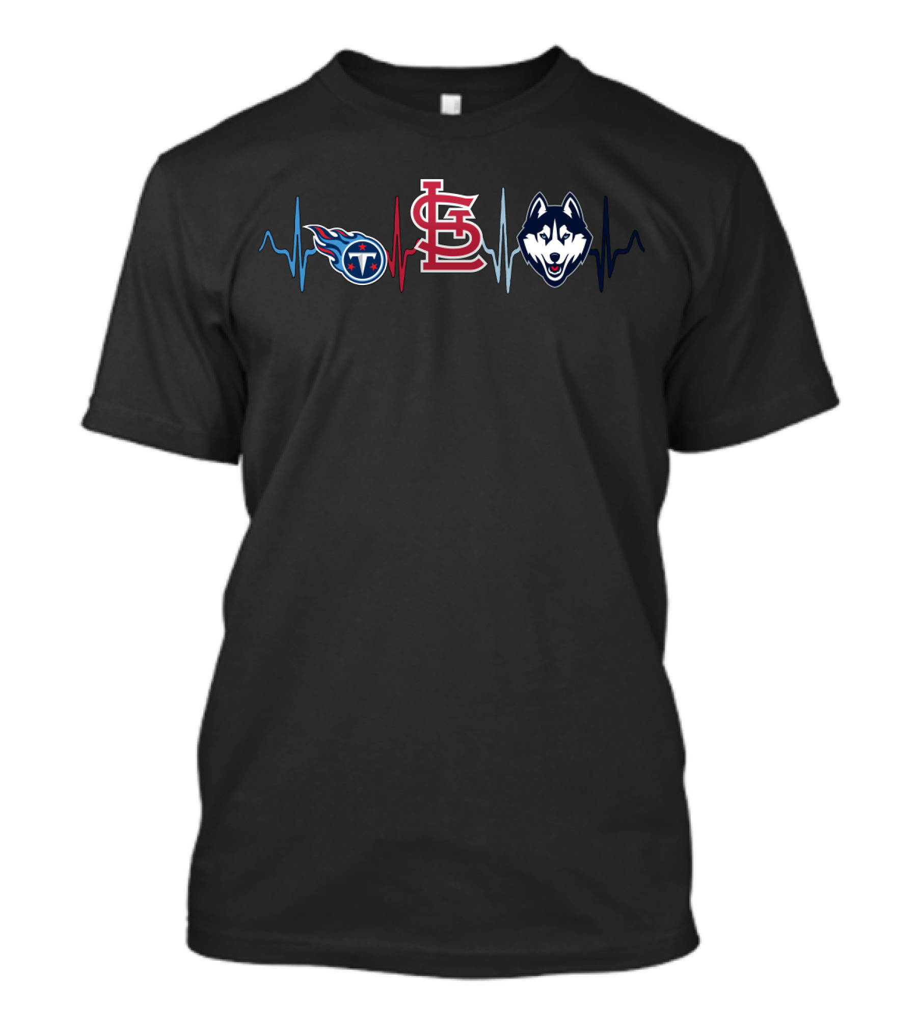 Tennessee Titans St. Louis Cardinals Connecticut Huskies Heartbeat T-Shirt