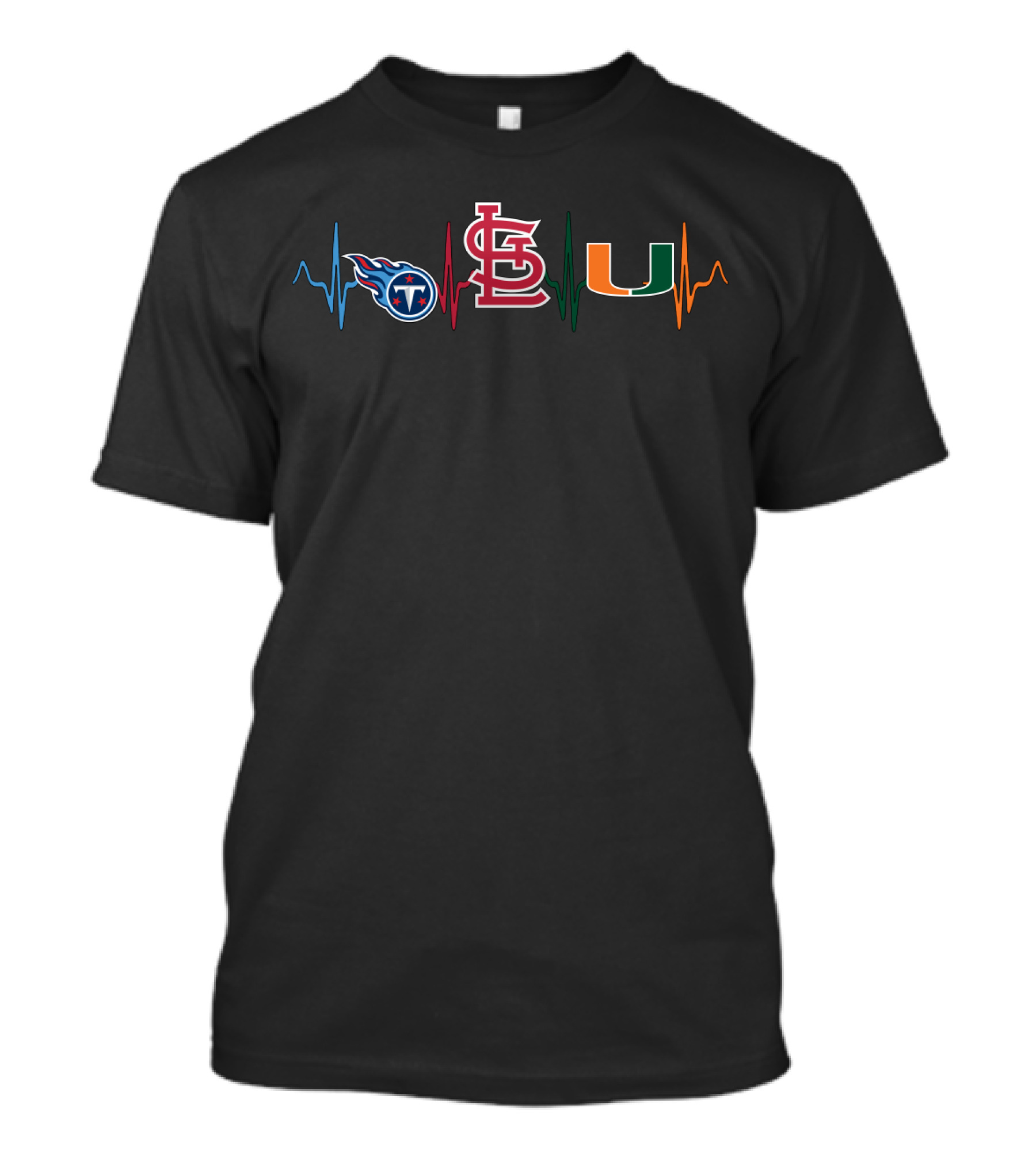 Tennessee Titans St. Louis Cardinals Miami Hurricanes Heartbeat T-Shirt