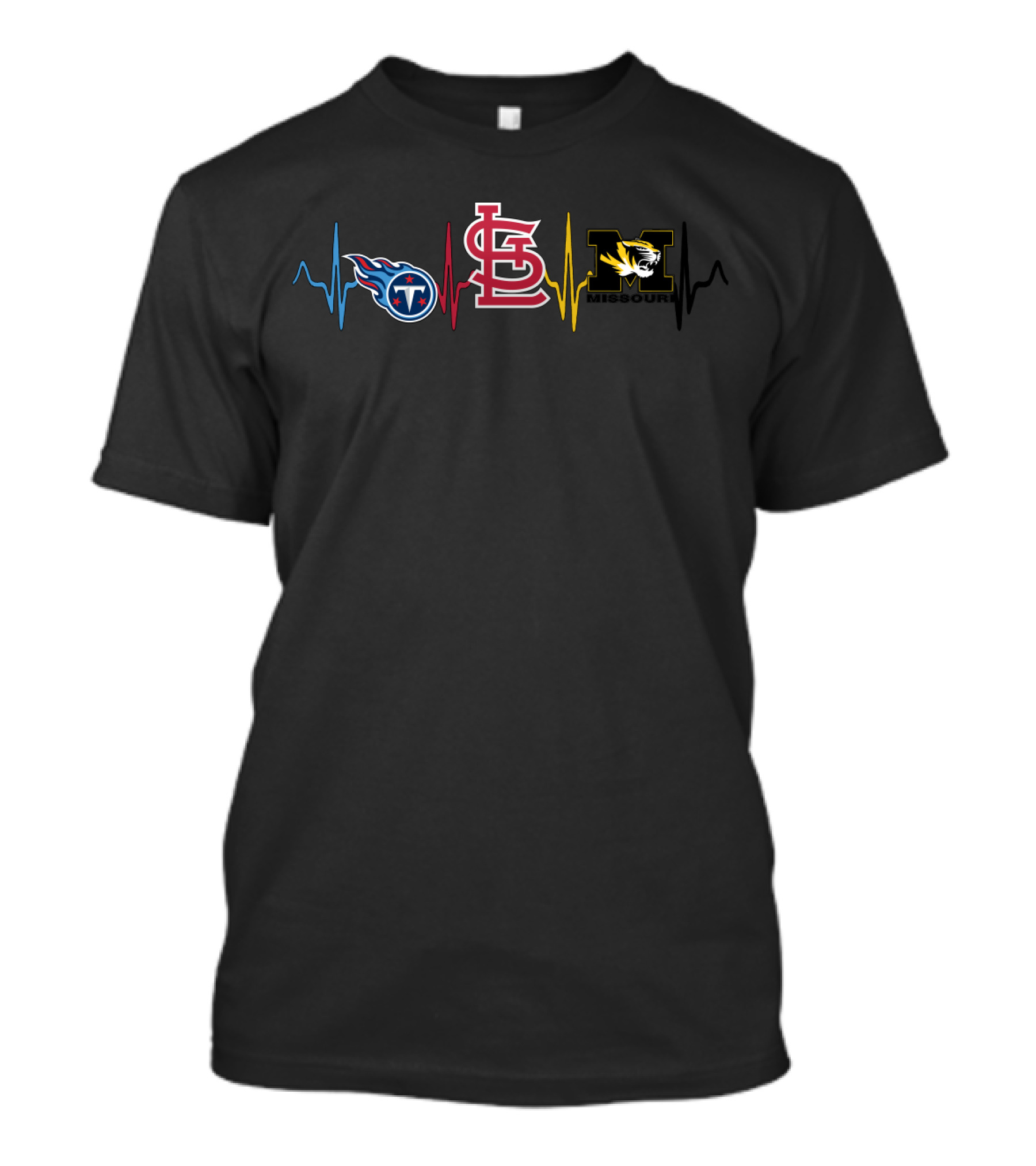Tennessee Titans St. Louis Cardinals Missouri Tigers Heartbeat T-Shirt