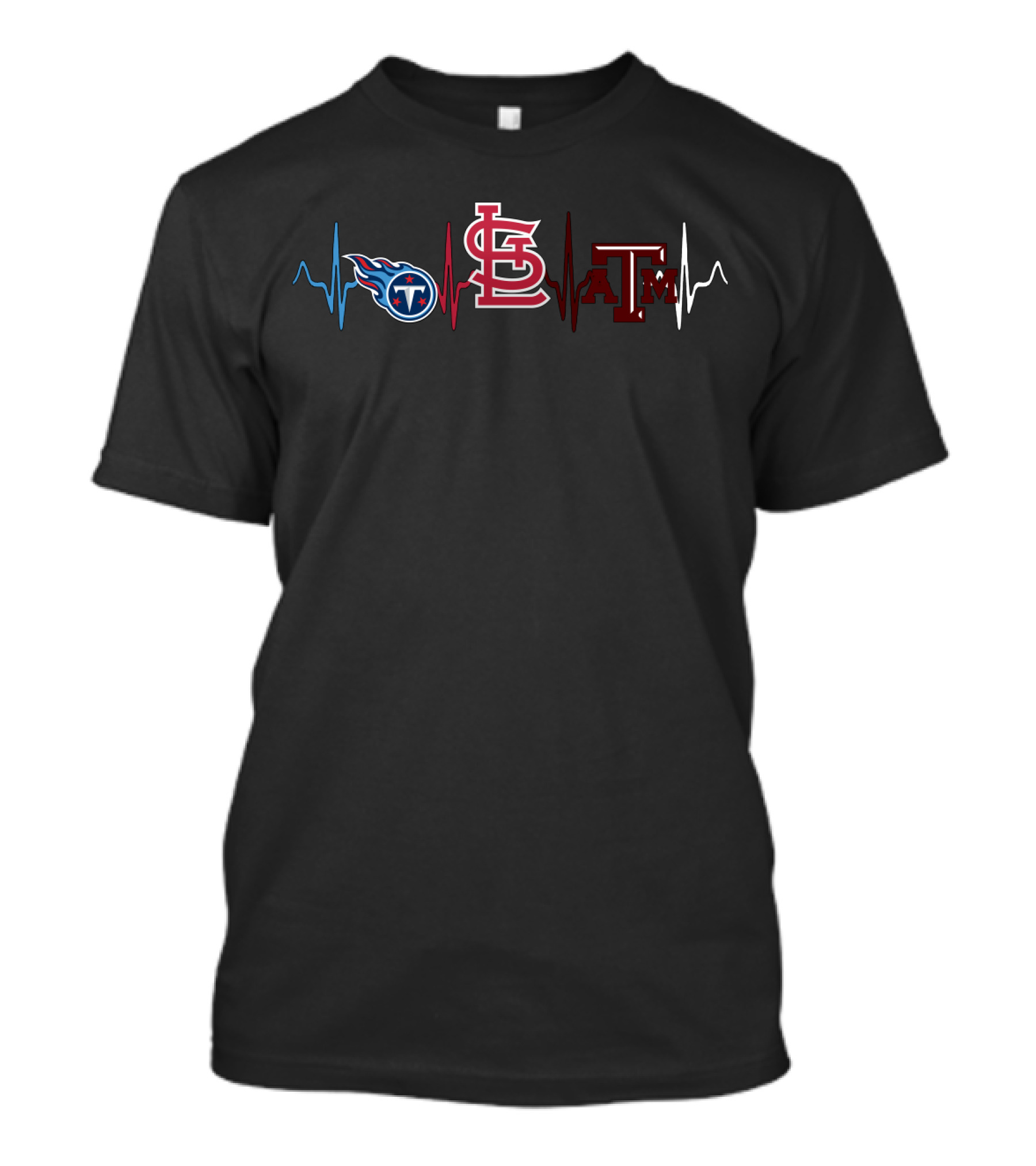Love Titans St. Louis Cardinals Texas A&M Aggies Heartbeat T-Shirt