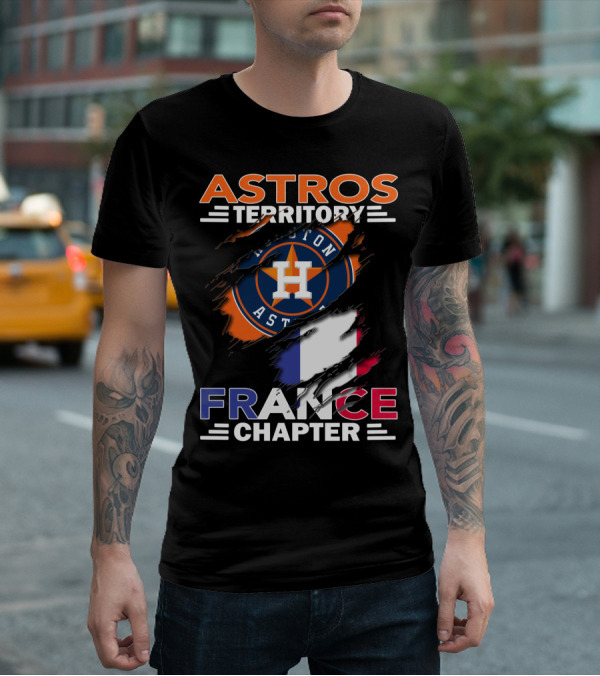 Astros Territory Houston France Chapter Flag Rip T-Shirt