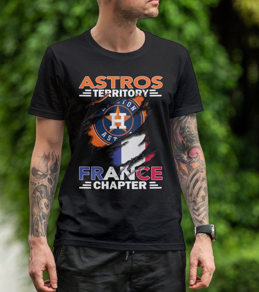 Astros Territory Houston France Chapter Flag Rip T-Shirt