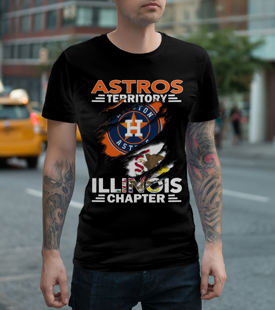 Astros Territory Houston Astros Illinois Chapter Flag Badge T-Shirt