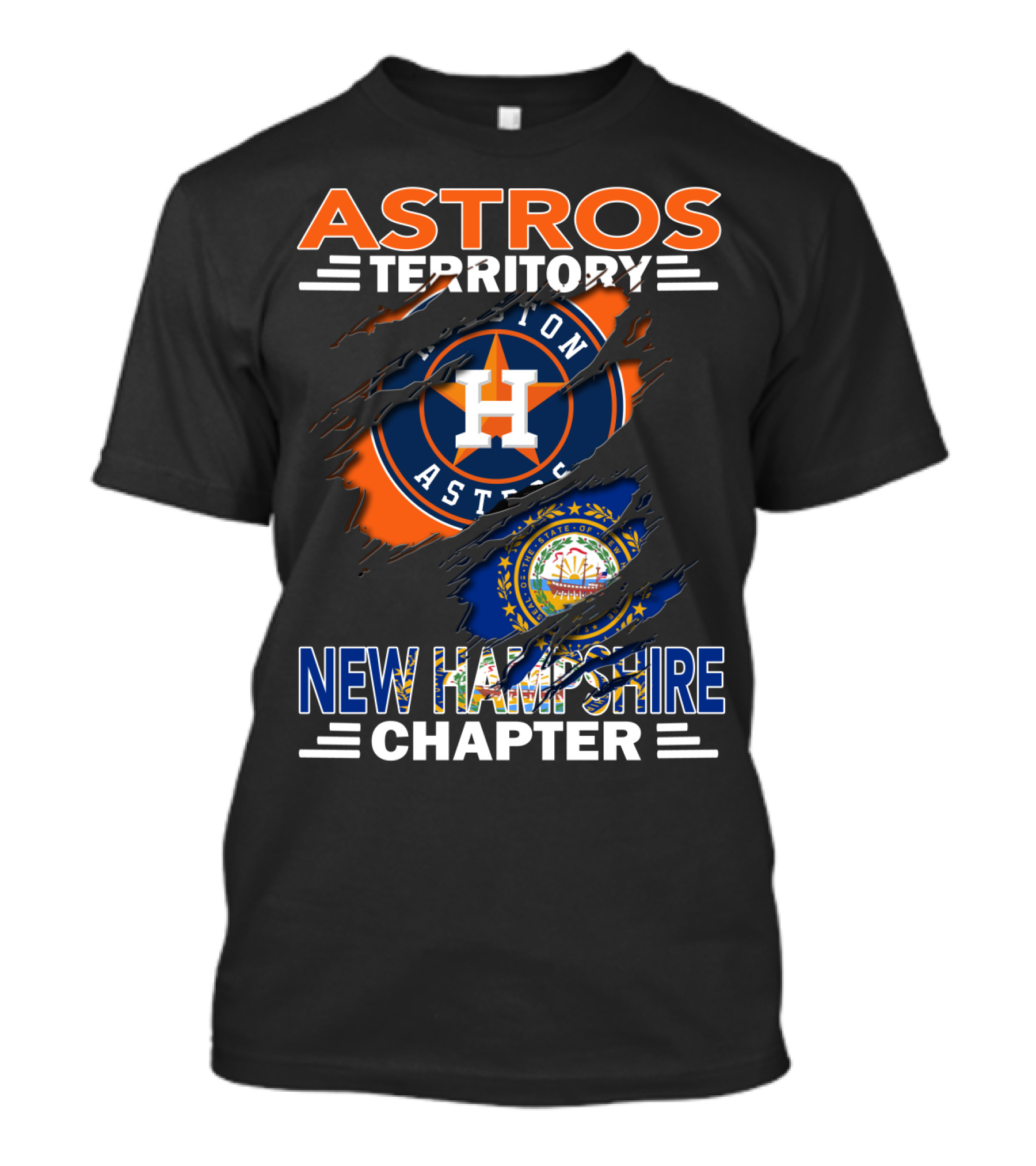 Astros Territory New Hampshire Chapter Houston Astros New Hampshire Flag Badge T-Shirt