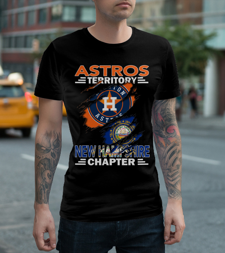 Astros Territory New Hampshire Chapter Houston Astros New Hampshire Flag Badge T-Shirt