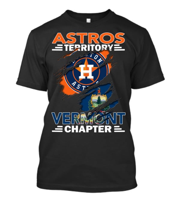 Astros Territory Vermont Chapter Houston Astros Logo Ripped Vermont State Emblem T-Shirt