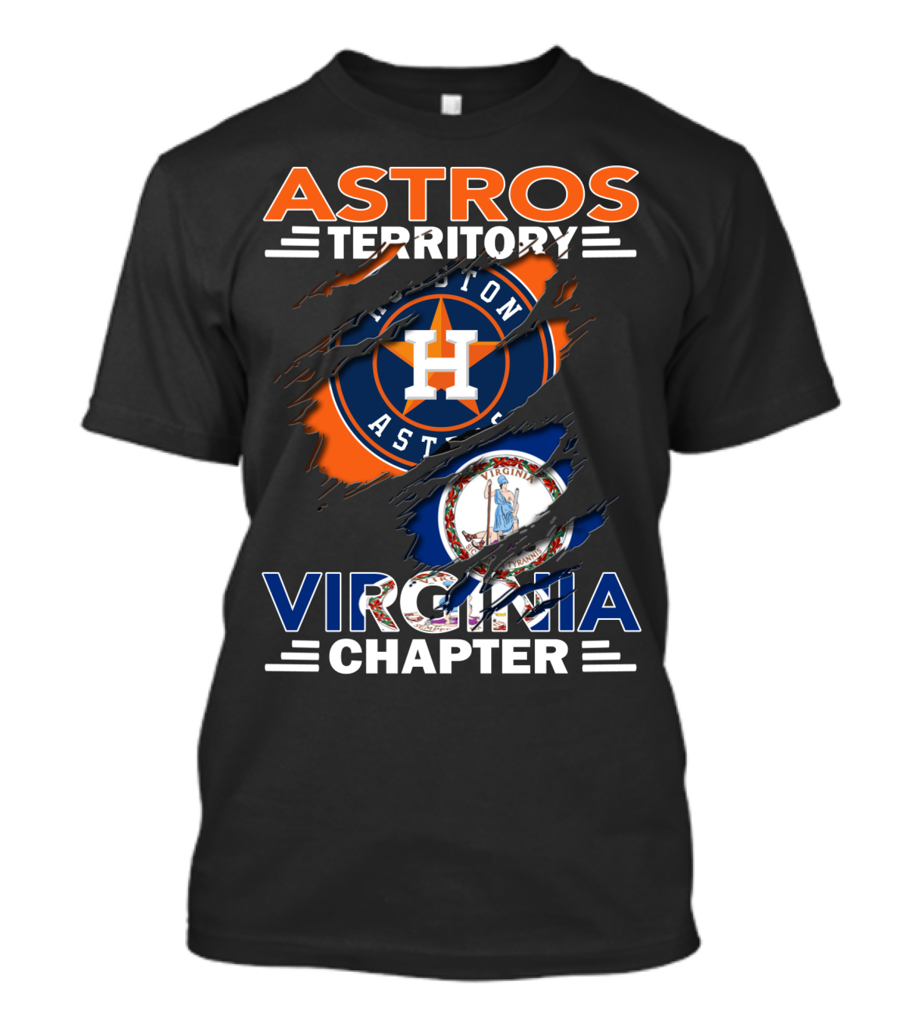 Astros Territory Virginia Chapter Houston Astros Logo Virginia Flag T-Shirt