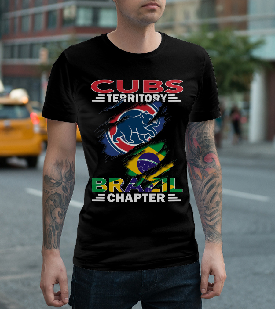 Cubs Territory Brazil Chapter Chicago Cubs Logo And Brazilian Flag T-Shirt