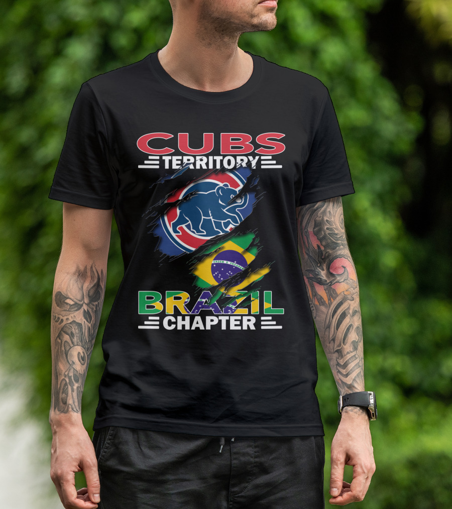 Cubs Territory Brazil Chapter Chicago Cubs Logo And Brazilian Flag T-Shirt