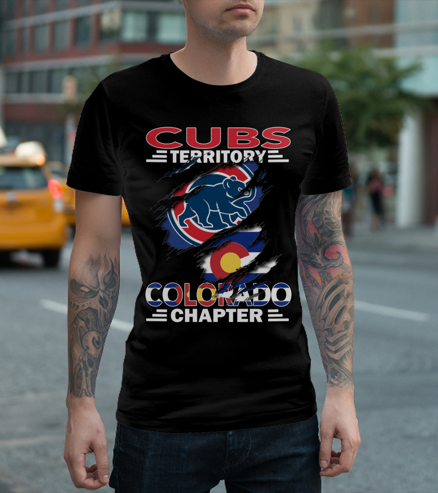 Cubs Territory Colorado Chapter Logo with Bear and Colorado Flag Elements T-Shirt