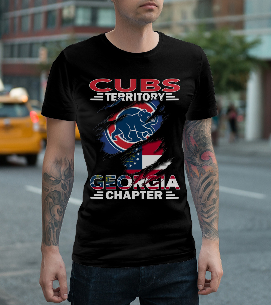 Cubs Territory Georgia Chapter Chicago Cubs Logo with Georgia Flag T-Shirt