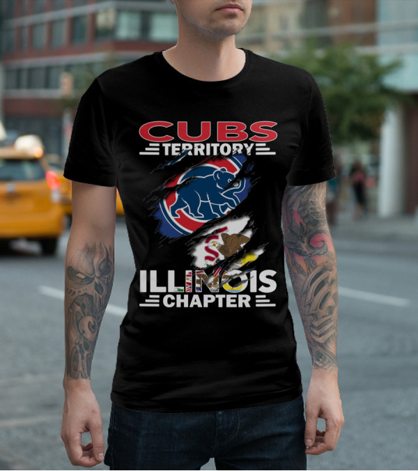 Cubs Territory Illinois Chapter With Bear And State Flag Elements T-Shirt