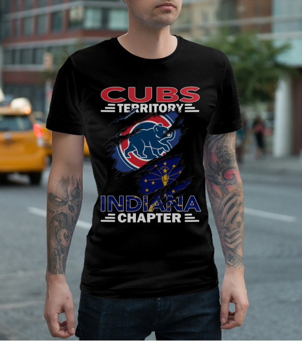 Cubs Territory Indiana Chapter Indiana State Flag And Cubs T-Shirt
