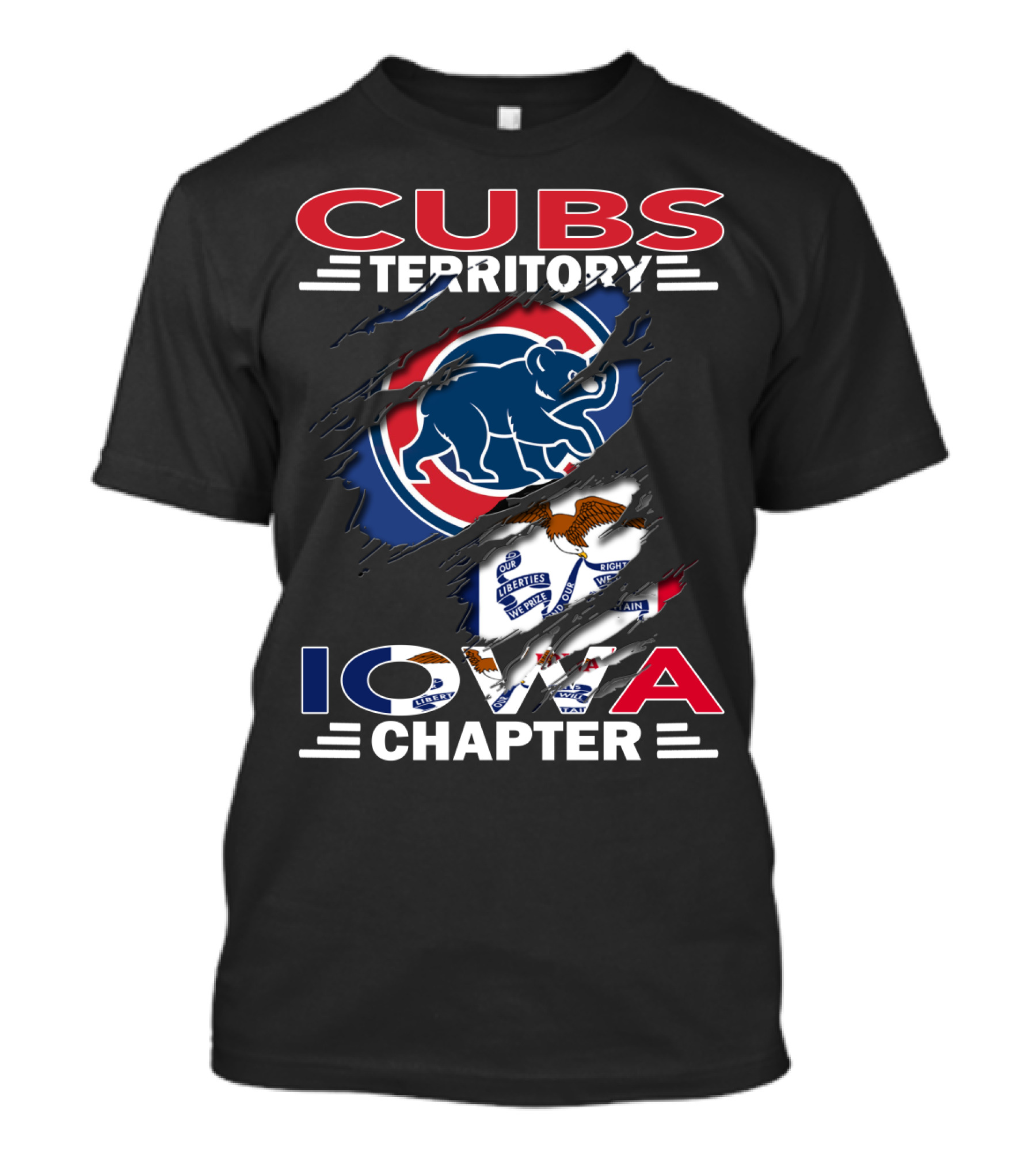 Cubs Territory Iowa Chapter Chicago Cubs Logo Illinois Flag T-Shirt