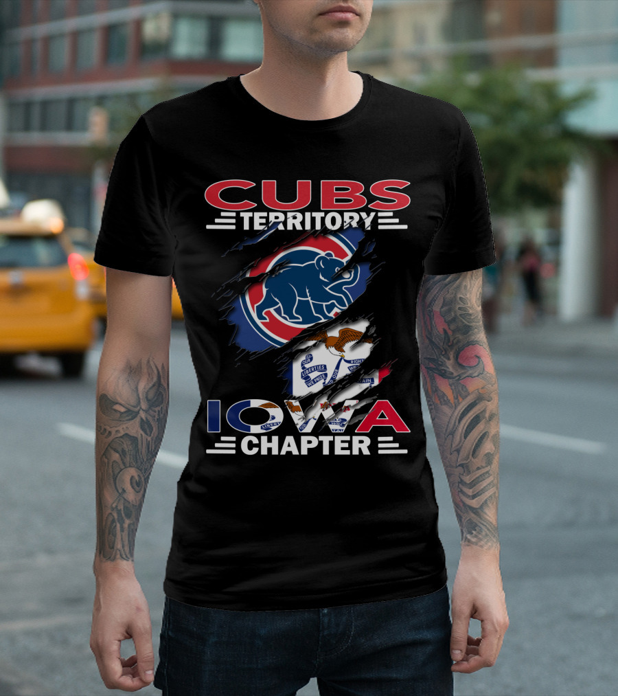 Cubs Territory Iowa Chapter Chicago Cubs Logo Illinois Flag T-Shirt