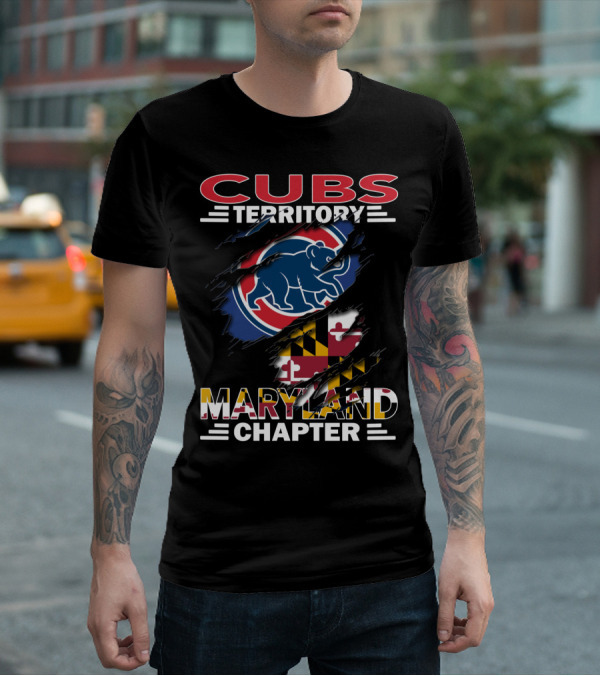 Cubs Territory Maryland Chapter Blue Bear Red Circle Maryland Flag T-Shirt