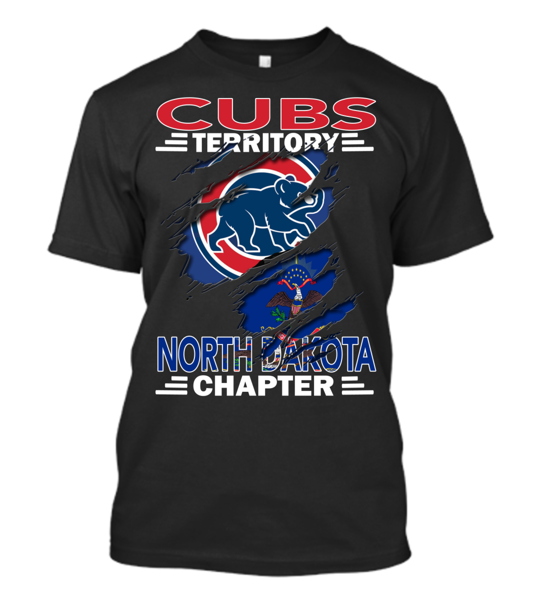 Cubs Territory North Dakota Chapter Logo With Bear And State Flag Elements T-Shirt
