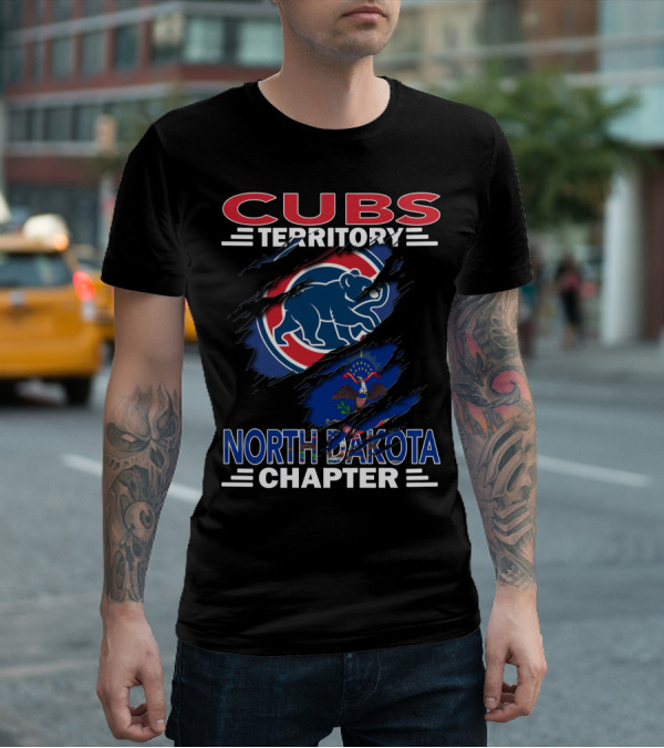 Cubs Territory North Dakota Chapter Logo With Bear And State Flag Elements T-Shirt