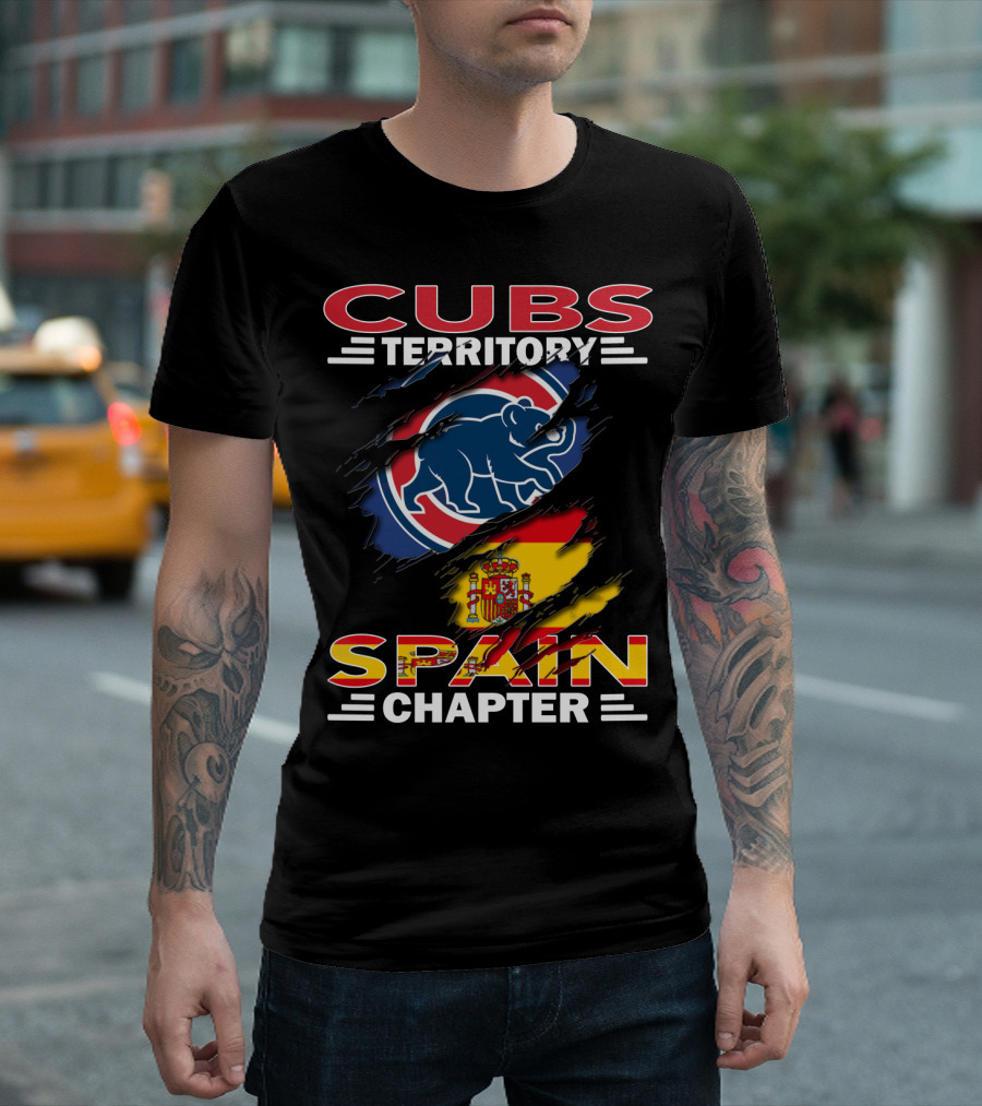 Cubs Territory Spain Chapter Blue Bear Logo Spanish Flag T-Shirt