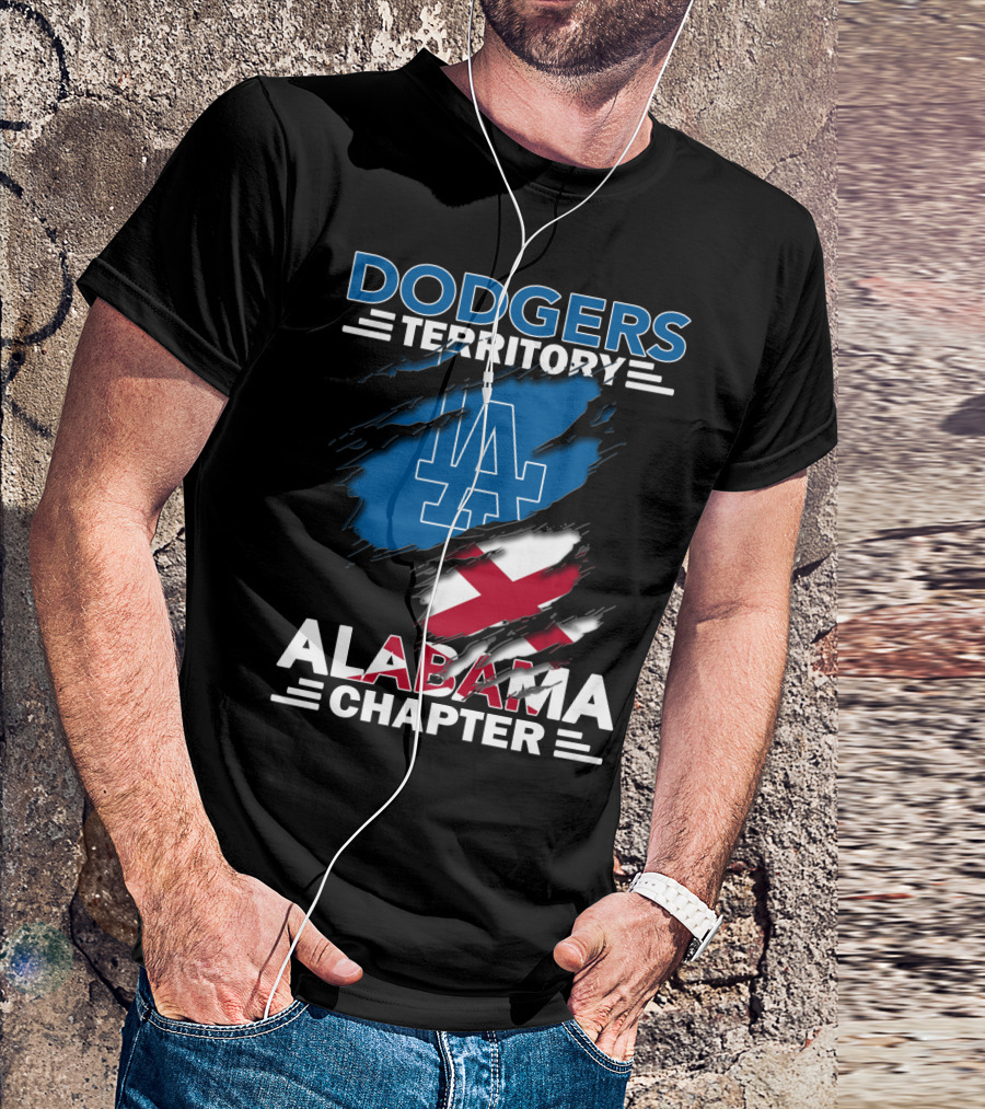 Dodgers Territory Alabama Chapter LA Logo Red X Flag T-Shirt