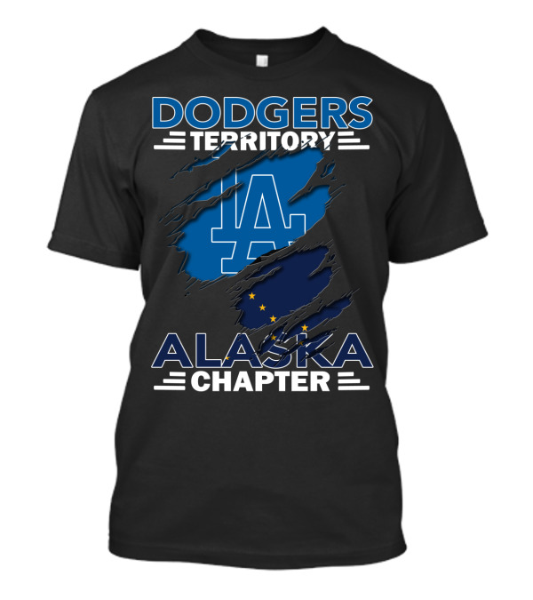 Dodgers Territory Alaska Chapter LA Logo With Alaska Flag T-Shirt