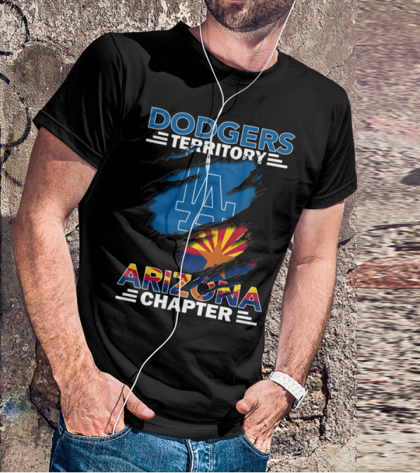 Dodgers Territory Arizona Chapter LA Logo And Arizona Flag T-Shirt