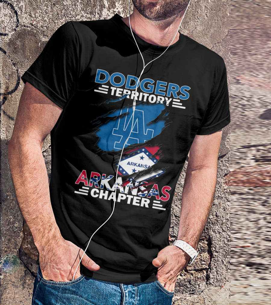 Dodgers Territory Arkansas Chapter LA Logo State Flag T-Shirt