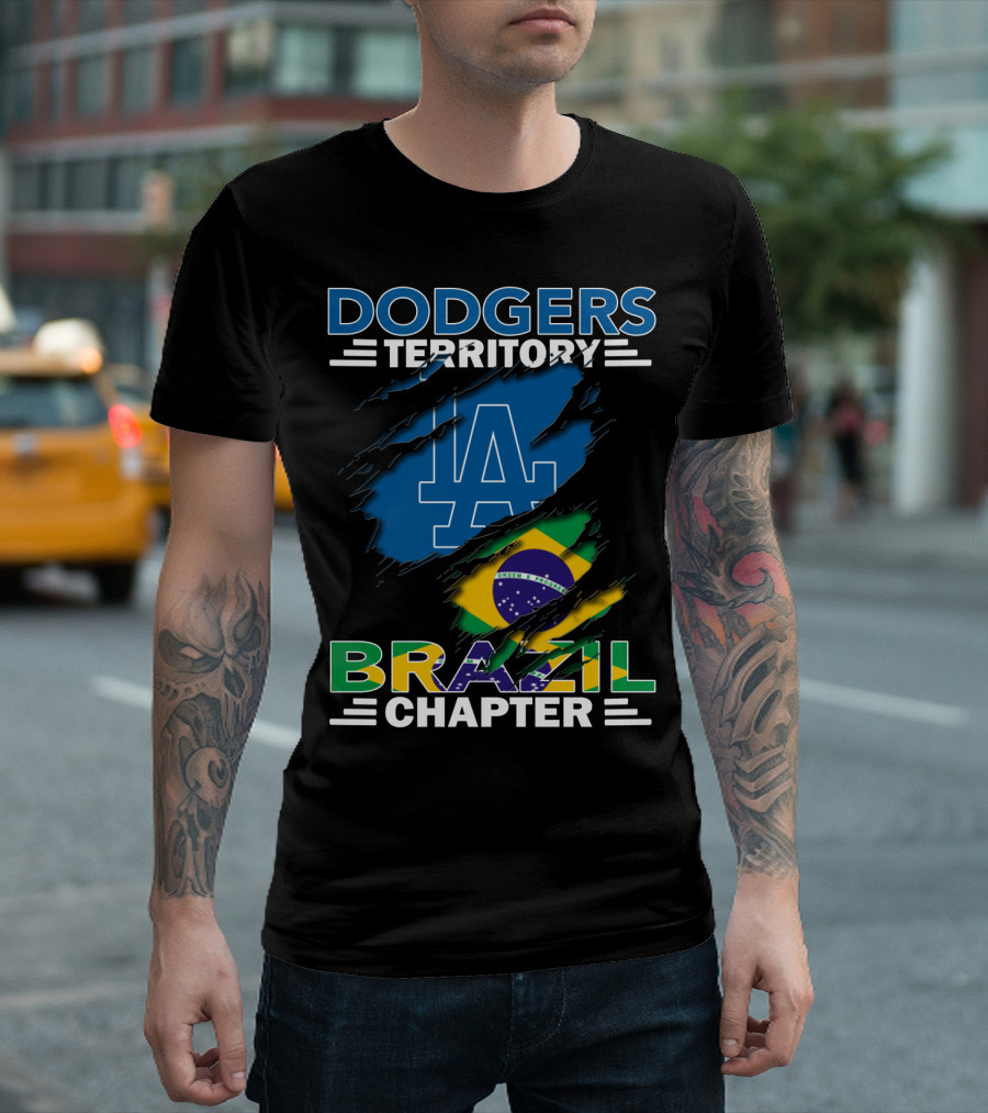 Dodgers Territory La Brazil Chapter Flag Fan T-Shirt