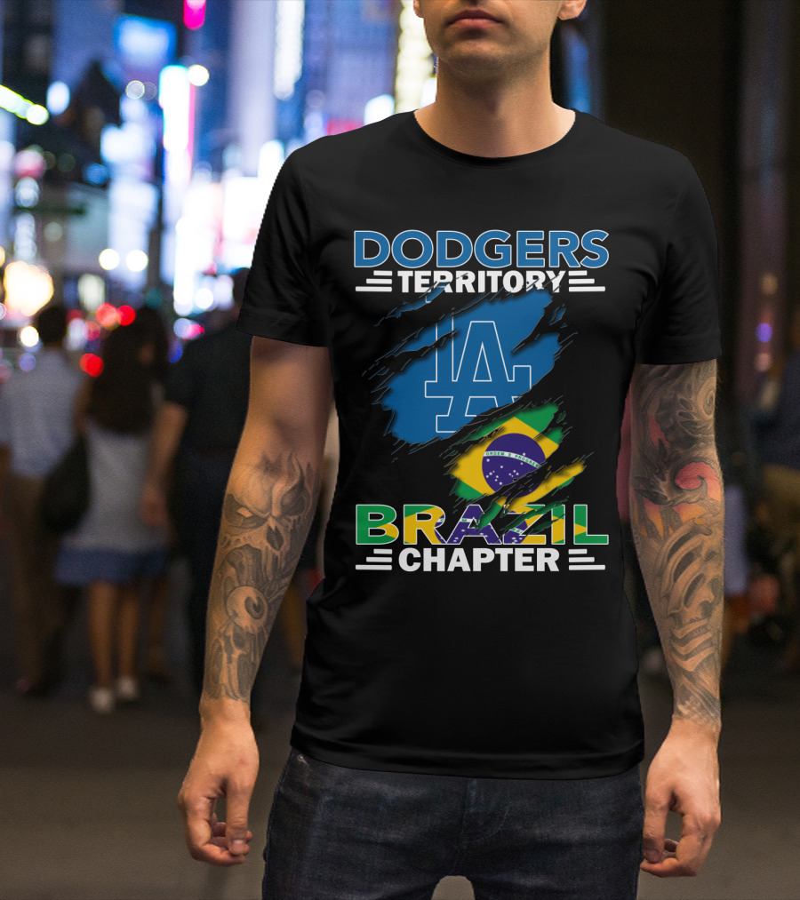 Dodgers Territory La Brazil Chapter Flag Fan T-Shirt