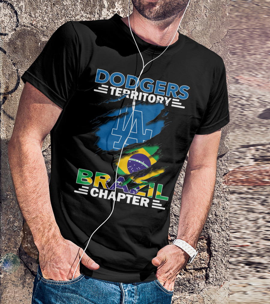 Dodgers Territory La Brazil Chapter Flag Fan T-Shirt