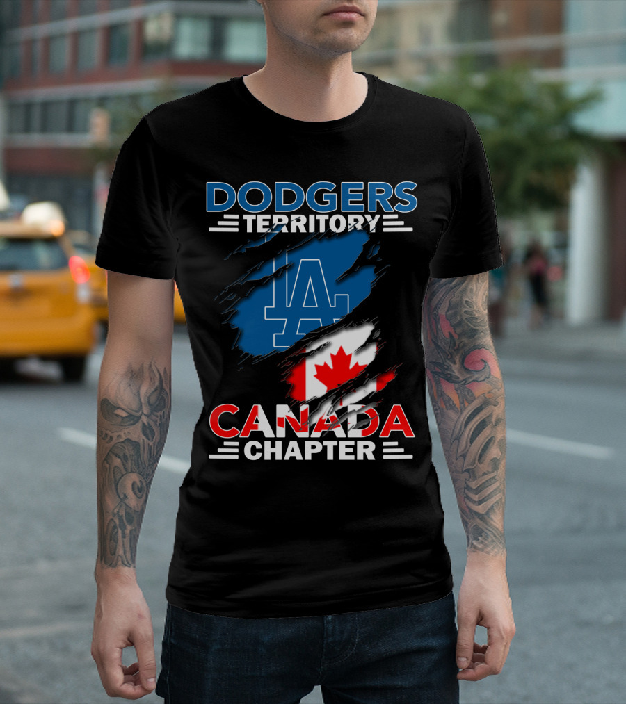 Dodgers Territory LA Logo Canada Chapter with Canadian Flag T-Shirt
