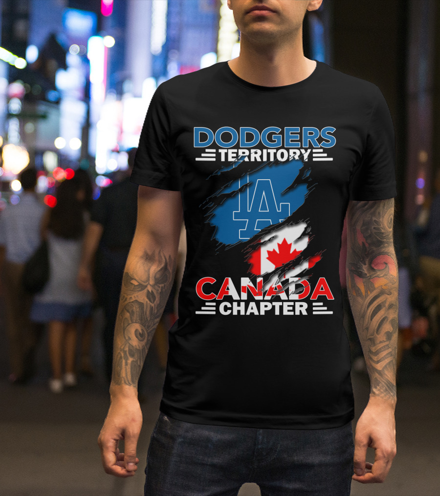 Dodgers Territory LA Logo Canada Chapter With Canadian Flag T-Shirt