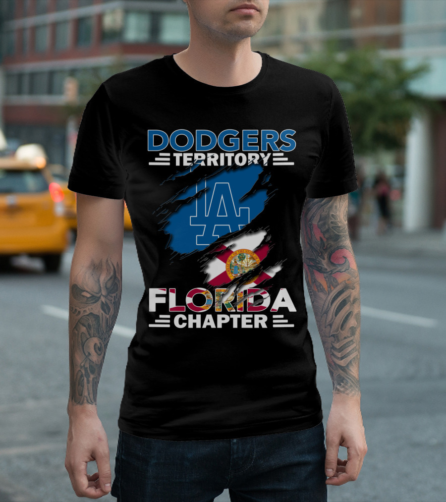 Dodgers Territory Florida Chapter LA Logo and Florida Flag T-Shirt