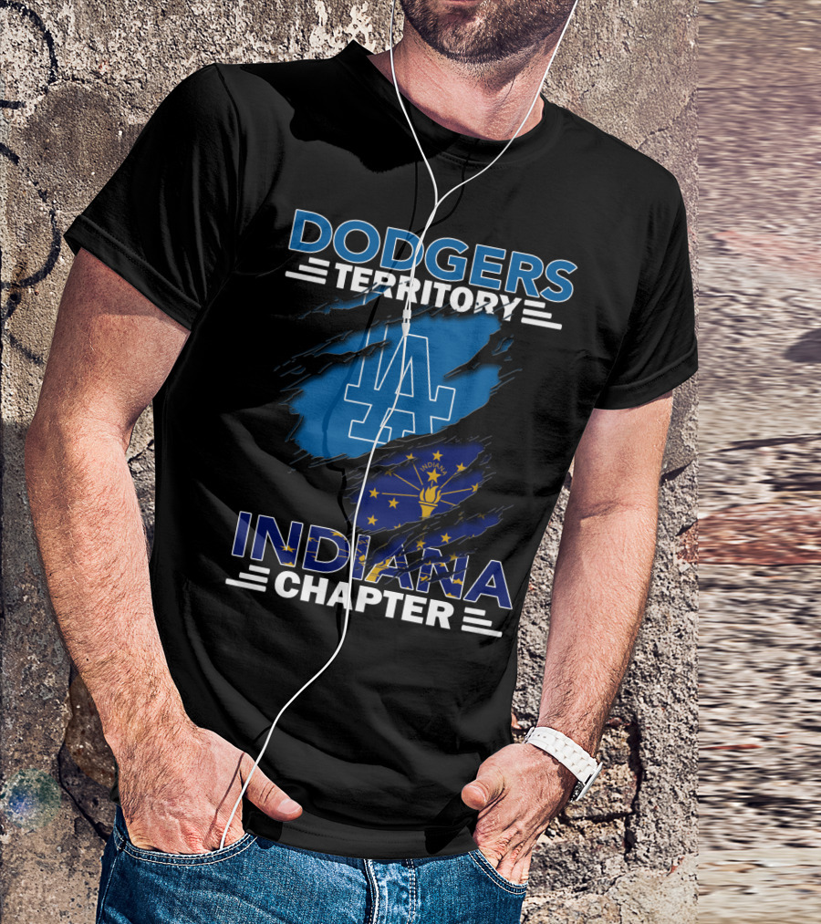 Dodgers Territory Indiana Chapter LA Logo Indiana Flag T-Shirt