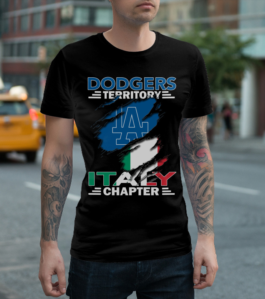 Dodgers Territory Italy Chapter LA Logo Italian Flag T-Shirt